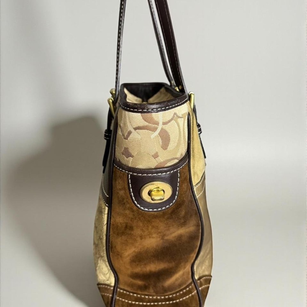 Coach 2007 Patchwork Suede Gold Turnlock Y2k Glam… - image 5